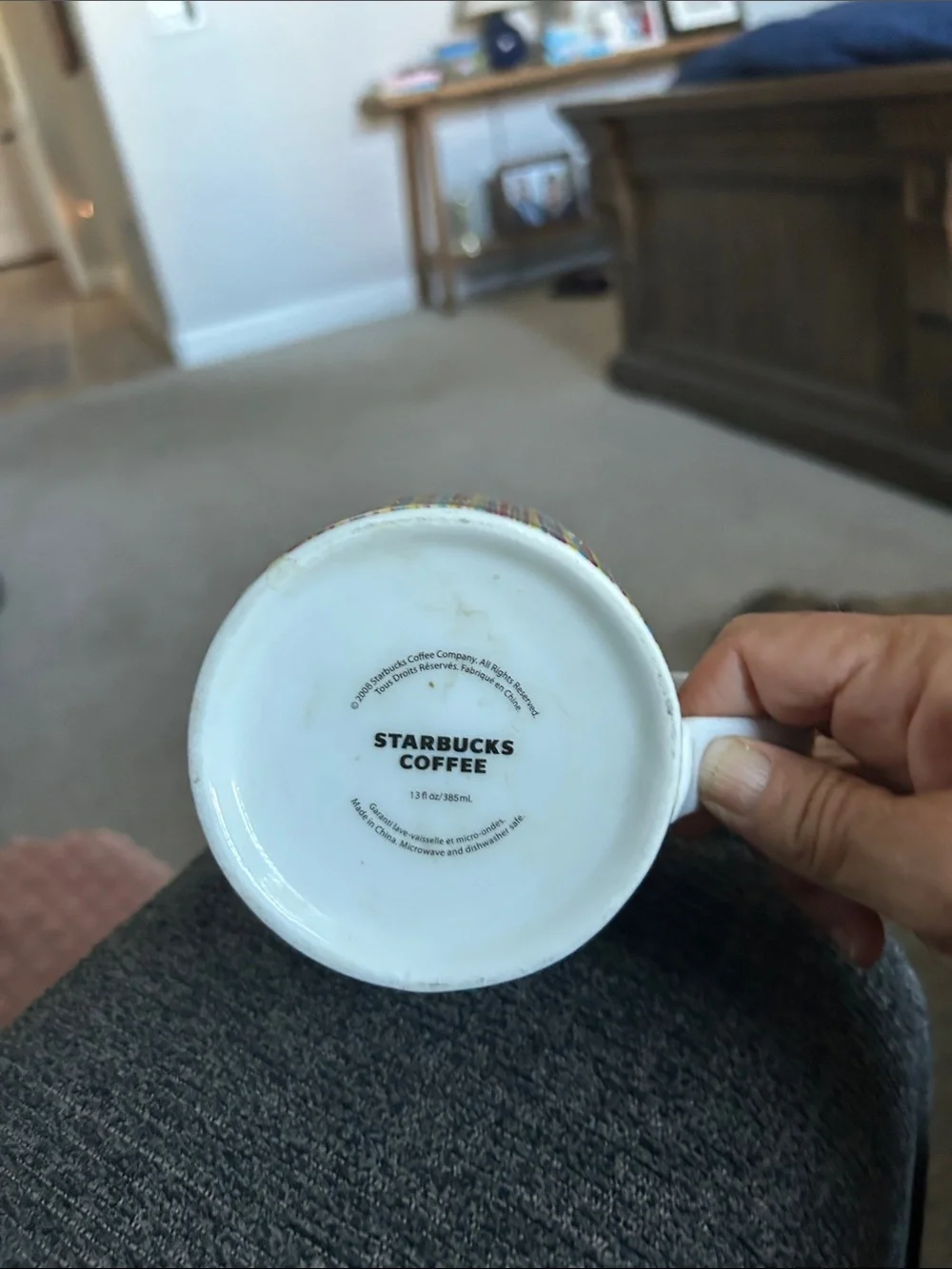 Starbucks White-Handled Mug with Rainbow Stripes 2008 - Picture 2 of 4